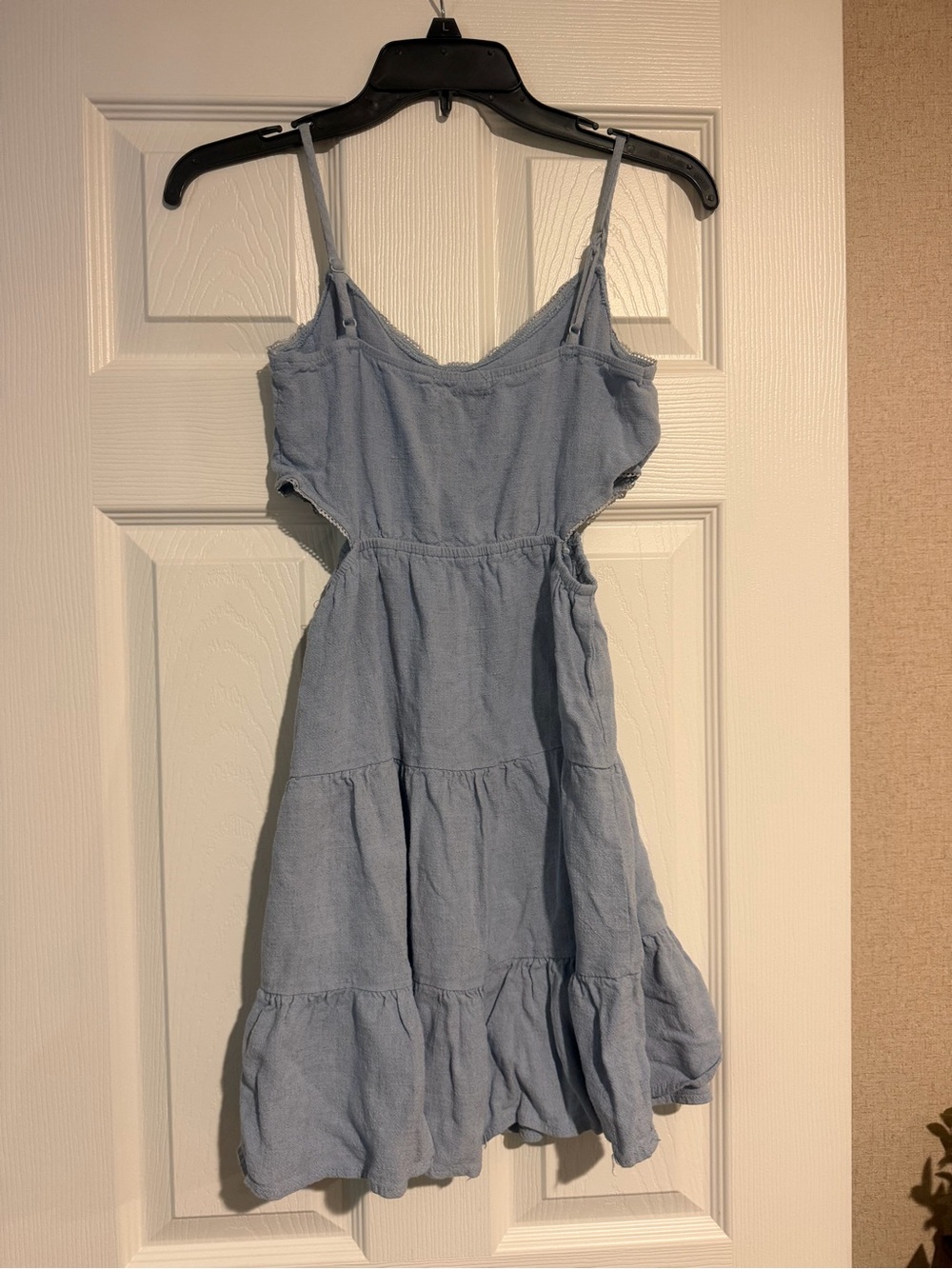 Altar'd State Light Blue Tiered Spaghetti Strap Midi Dress